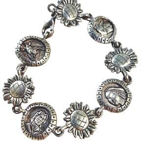 Disney Pocahontas John Smith Silver Pewter Vintage Bracelet